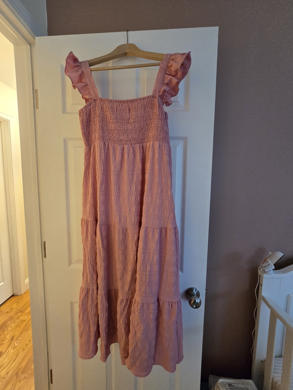 Amazon Pink Ruffle Strap Smocked Tiered Dress